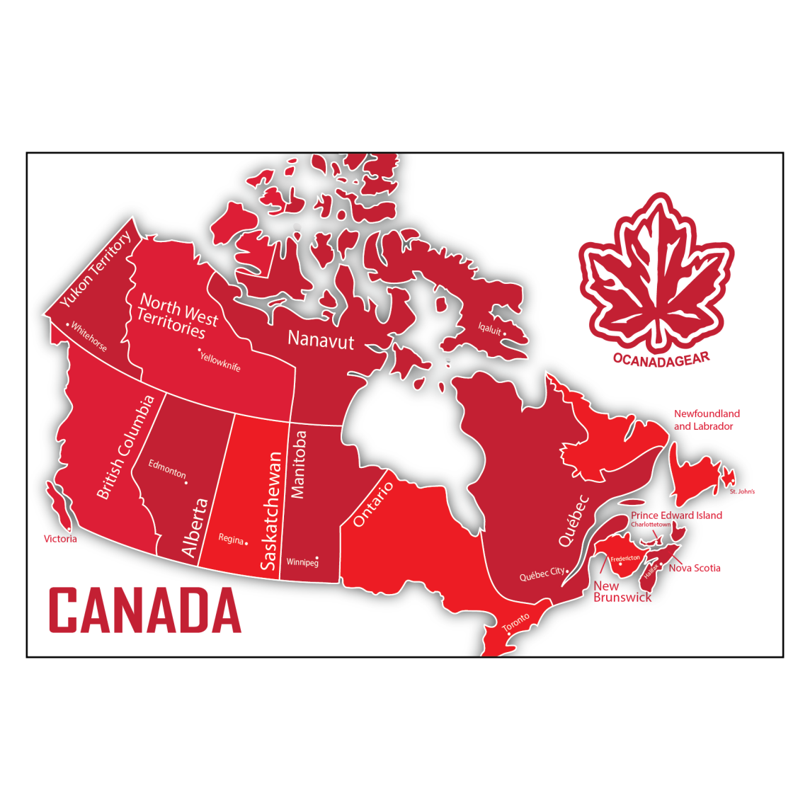 front of OCG Canada Map Postcard