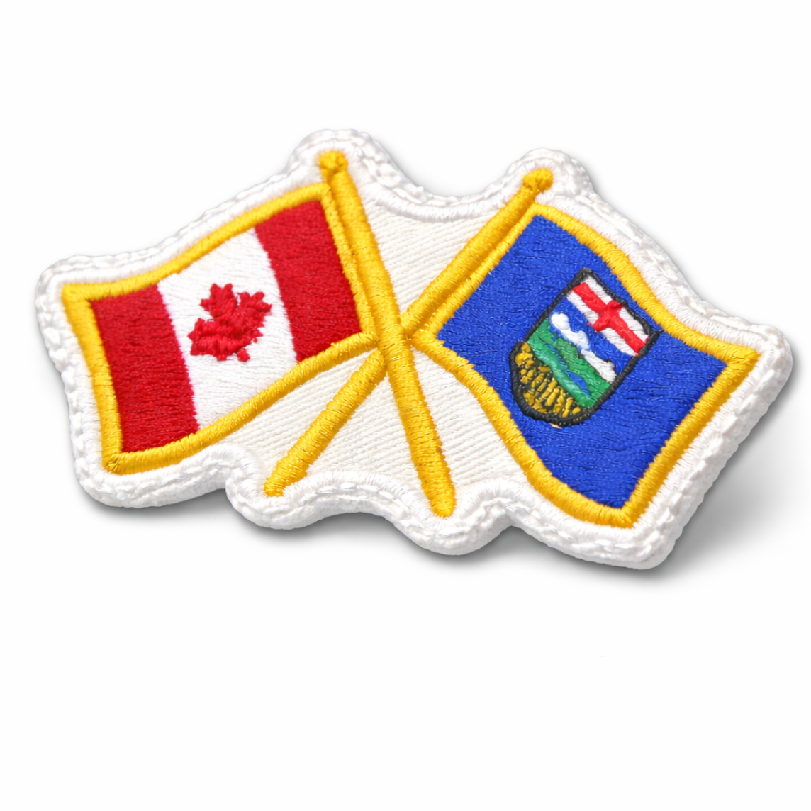 Crossed Canadian and Alberta flags patch