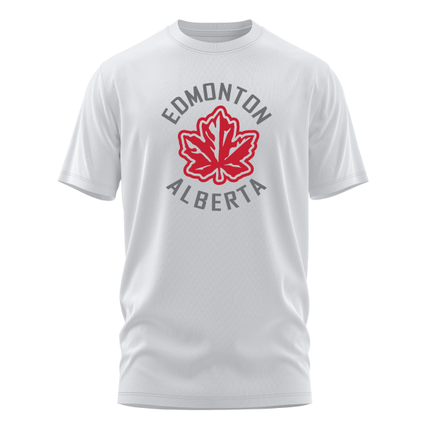 OCG Edmonton Alberta Maple Leaf silk screened on white tee shirt