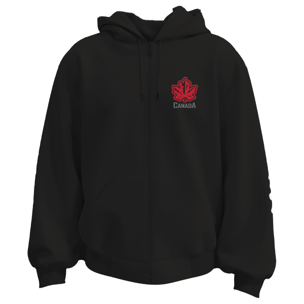Embroidered OCG Canada Maple Leaf Full Zip Hoodie in black