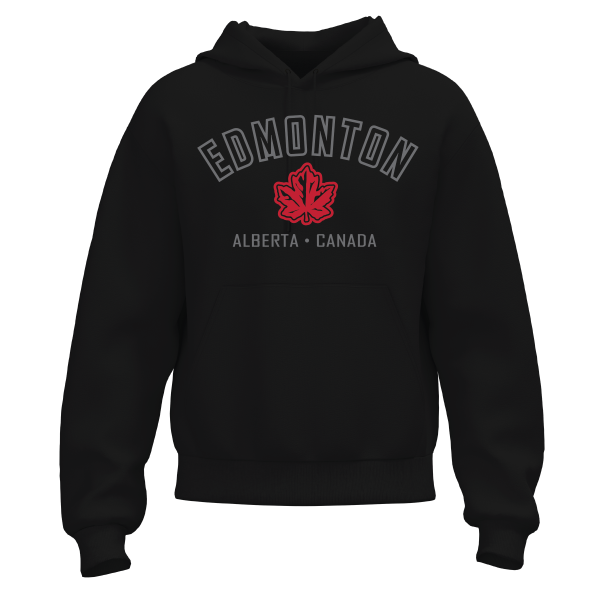 OCG Edmonton Hoodie with full front embroidered Maple leaf on Black